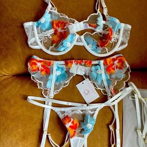 Pretty embroidered lingerie set